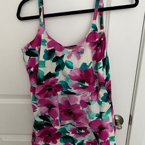Island Petals Ruffled Floral Tankini Top